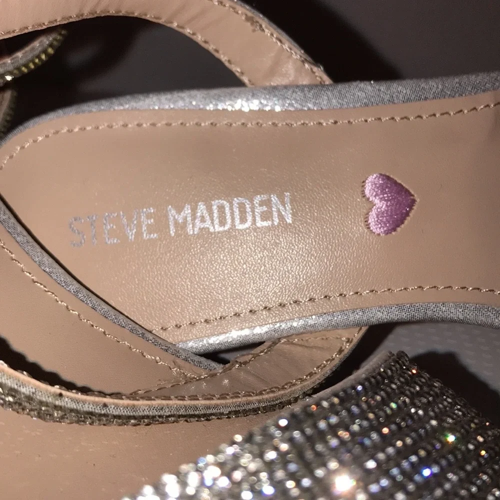 Steve Madden Silver Rhinestone Ankle-Strap Dress Sandal